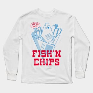 Retro Fish and Chips Design - English Food Long Sleeve T-Shirt